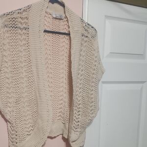 Robbie Bee Beige Open-Knit Shrug
